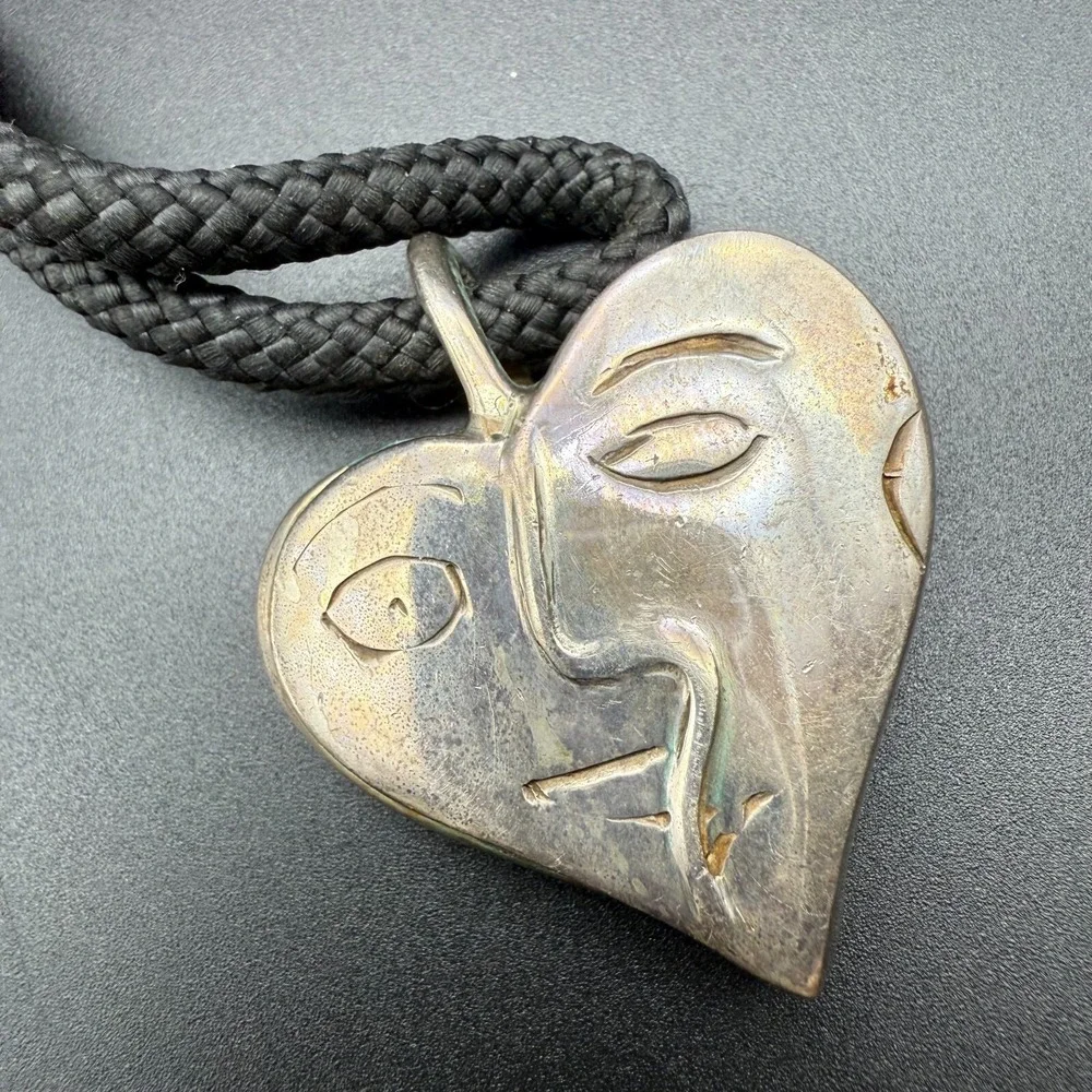 ✨ Luxurious Artisan Silver Heart Pendant Necklace | Abstract Art, Carnelian Jade